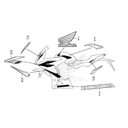 Autocollant Reservoir Gauche Honda CBR650F Rouge 2017 2018
