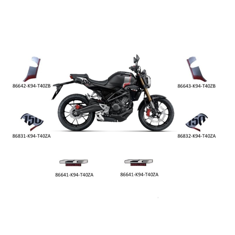 Kit Autocollants Honda CB150R 2019 NOIR MAT