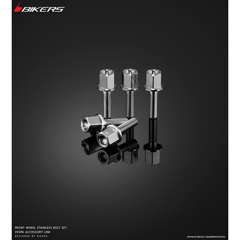 Set Front Wheel Stainless Bolts Bikers Scooter Piaggio Vespa Set Front Wheel Stainless Bolts Bikers Scooter Piaggio Vespa